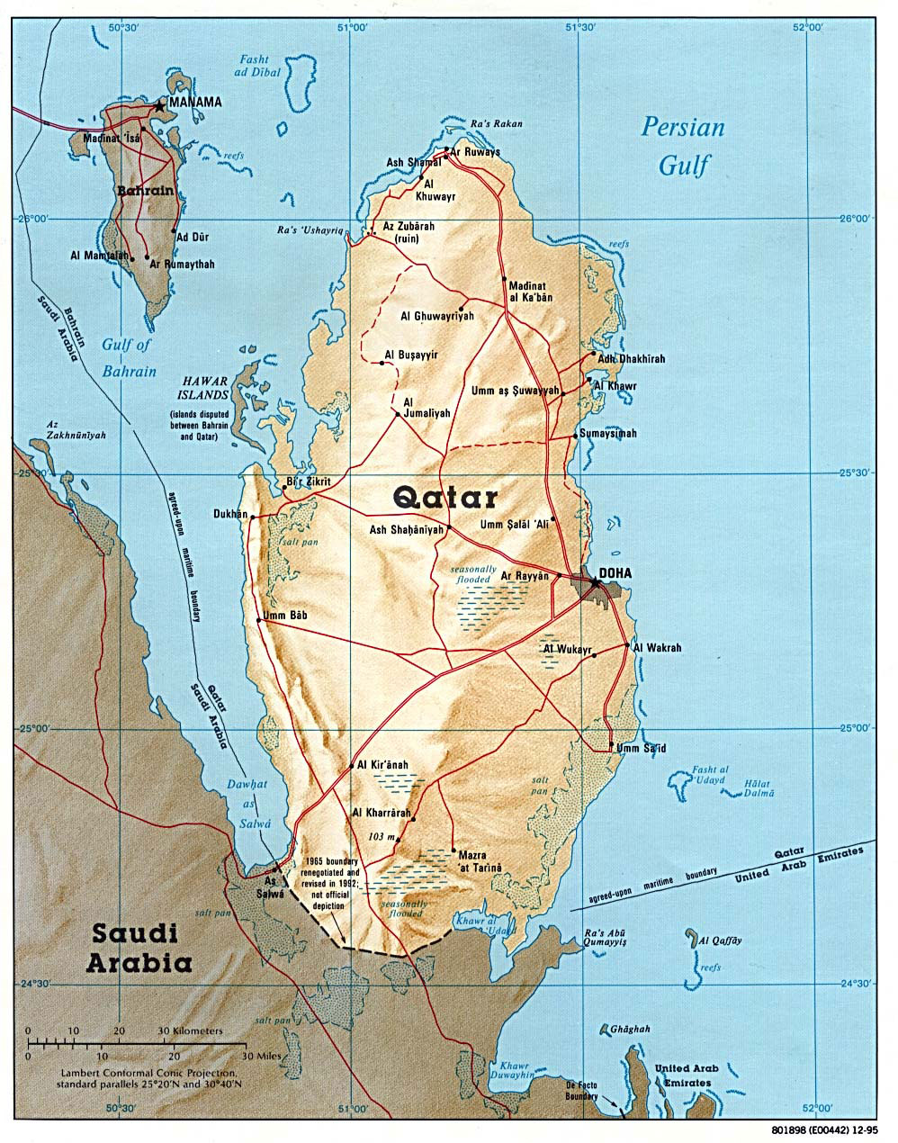 Map of Qatar where helium production has recently stopped due to a blockade