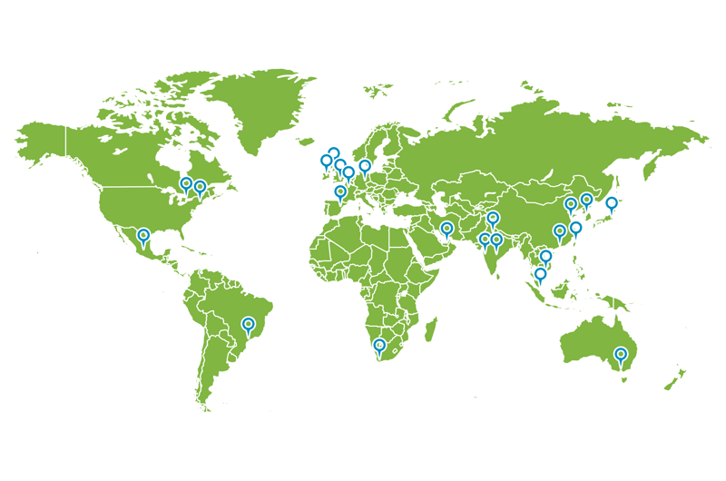 Peak Scientific Global map