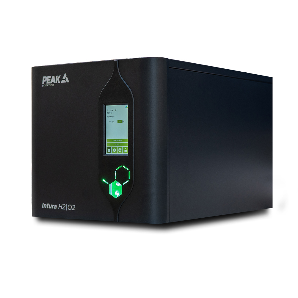 Intura H2O2 - a black chassis with a large touch screen and green illuminated hexagons