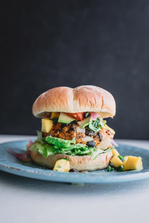 Plant based burger on a plate