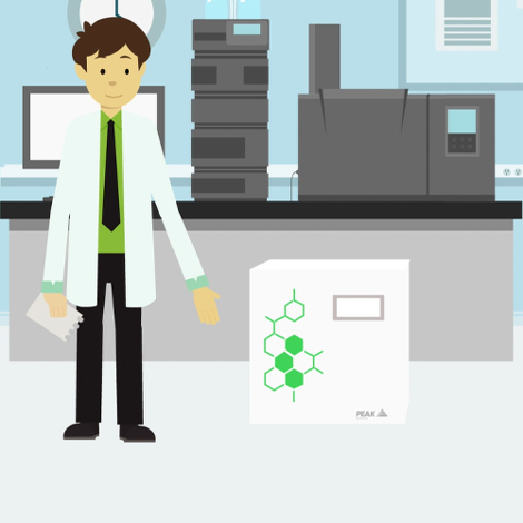 Illustration of man in a lab with gas generator